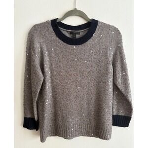 J. Crew Sequin Crewneck wool blend pullover sweater‎ in gray size Medium M